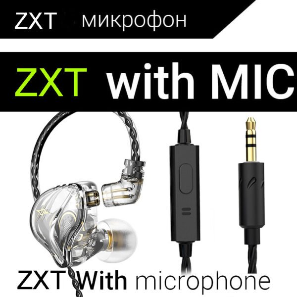 QKZ ZXT monitoring headphones for game live streaming with wired control and microphone for sports and running - Image 3