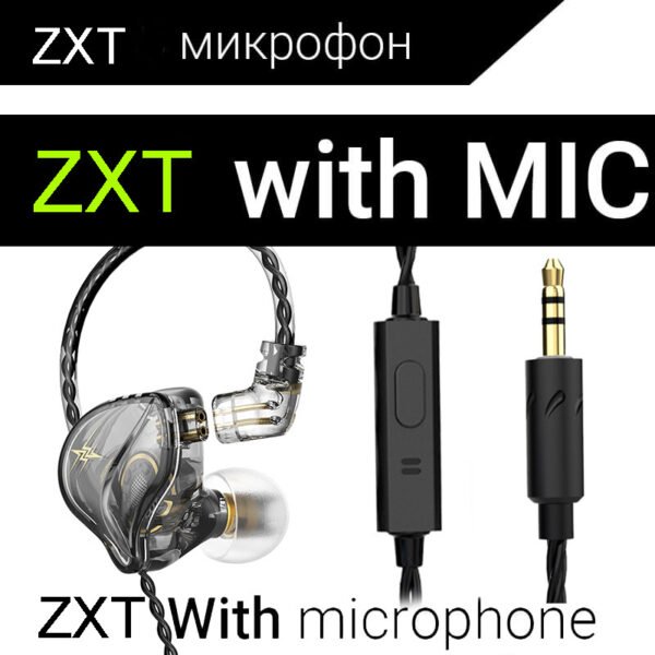 QKZ ZXT monitoring headphones for game live streaming with wired control and microphone for sports and running - Image 2