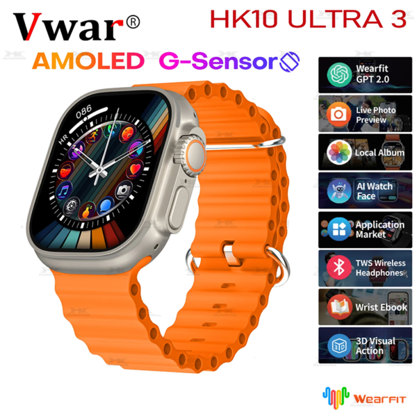 HK10 ULTRA 3 Smartwatch – 2.02" AMOLED Display WITH WIFI - Image 2