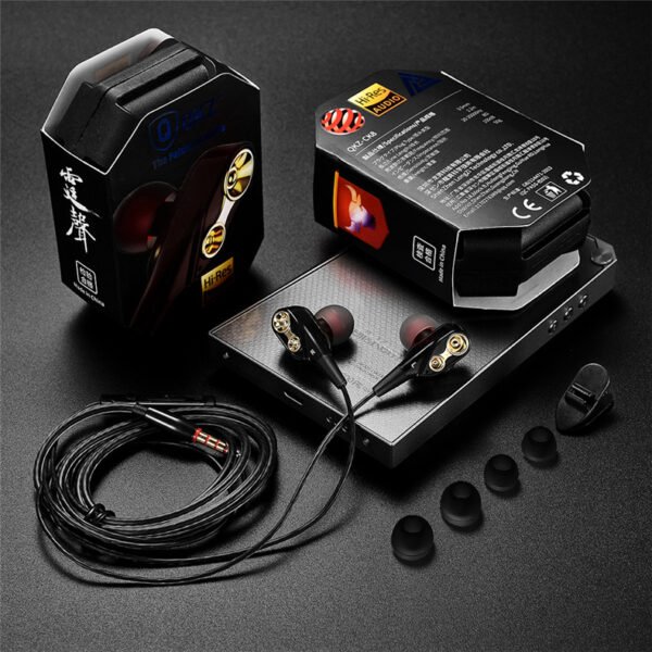 QKZCK8 Amazon hot selling in-ear dual dynamic running game music headphones HIFI earplugs - Image 2