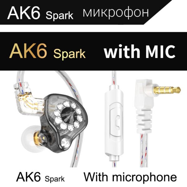 QKZ AK6 Spark anchor dedicated headset 2.5 meters long line mobile phone computer live monitoring HIFI earpiece headset - Image 3