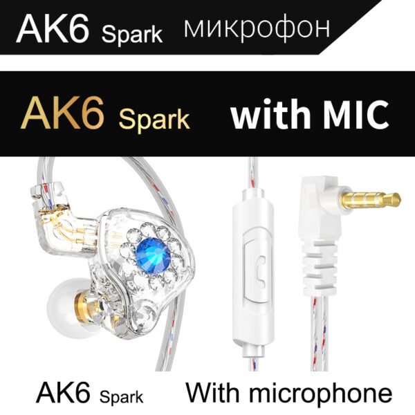 QKZ AK6 Spark anchor dedicated headset 2.5 meters long line mobile phone computer live monitoring HIFI earpiece headset - Image 4